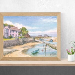 Efford Cottage at Low Tide Art Print
